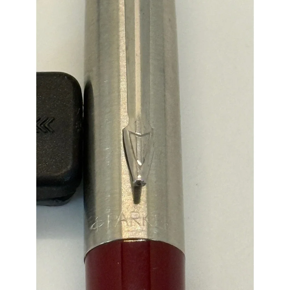 VTG Parker Jotter Ballpoint Pen Burgundy Silver The Folio Society‎ 1947 Logo